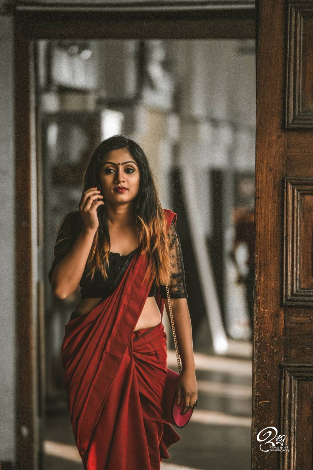 Kaushi Bandara model sexy lady indian style hot red saree INU Photography